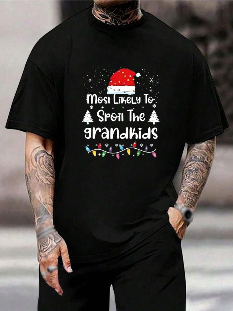 Camiseta navideña de abuelo y abuela divertida - Regalo navideño para mimar a los abuelos - Camisetas familiares a juego unisex para fiestas - Camiseta negra - Negro - Ver 1