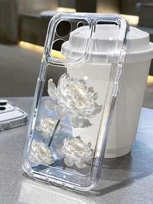 Lotus Flower Pattern Phone Case Compatible With Apple 14, 13, 12, 11, XS, XR, 7 Plus, Pro Max - Clear - View 1
