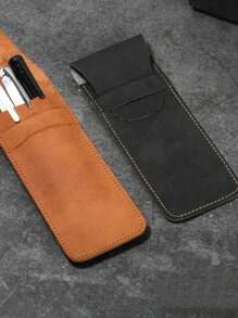 1 pezzo Astuccio portapenne in pelle PU opaca stile retrò, custodia di alta qualità per proteggere le penne, grande capacità, due scomparti, articolo scolastico, forniture scolastiche, astuccio porta matite, borsa per la scuola