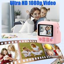 Cámara con impresión instantánea para niños, cámara digital para niños de 1080p con pantalla HD, regalo ideal de juguetes para niños y niñas de 6 a 14 años, incluye 2 rollos de papel de impresión y 6 bolígrafos de colores