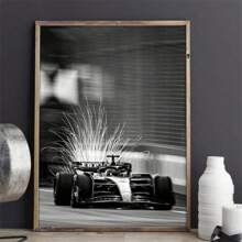 1 Stück F1 Rennstrecke Poster, einzigartiger Auto Muster Wandkunst, schwarz-weiß ikonisches F1 Foto, moderne Leinwandbilder für Wohnzimmer, Schlafzimmer, Büro, rahmenlos
