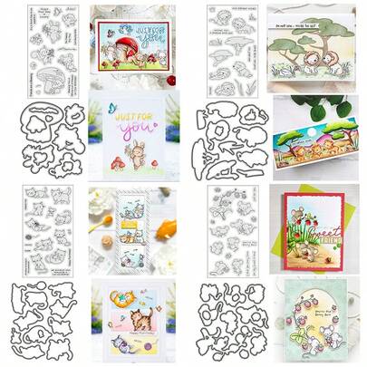 金属切割模具动物生命印象切割模具DIY纸卡工艺工具 - 碳钢模具用于切割、贺卡装饰、压花、家居装饰项目