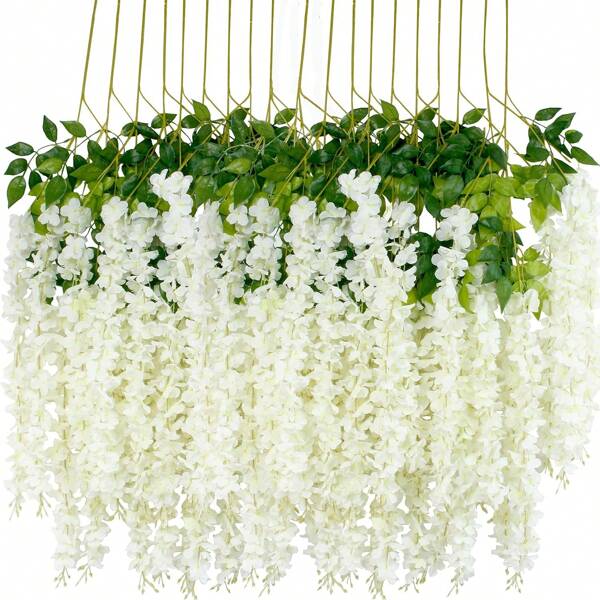 6/12/24 piezas 109 cm, Guirnalda de flores de glicinia artificial, Cuerdas de flores artificiales, Flores colgantes falsas, Guirnalda de flores de seda de glicinia, Enredadera de glicinia para decoraciones de boda, jardín, decoración de pared, plantas falsas, decoración de habitaciones, decoración de otoño, flores falsas, centros de mesa de jardín, decoración de otoño, decoración de jarrones para el hogar, accesorios de cocina, comedor, dormitorio, baño, decoración de Halloween, decoración de Año Nuevo, jardín al aire libre