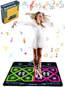 1 Pc High Quality Dual Dance Mat, Electronic Dance Mat, Dance Game Pad, Improves Hand-Eye Coordination, Anti-Slip Design For Dancing, Built-In 5 Music Tracks, 3 Adjustable Levels, 8 LED Lights, Volume Control, Foldable For Easy Storage, PE Surface For Easy Cleaning, Fun Workout Gift For Holidays, Birthdays