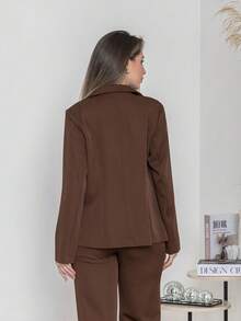 Elegant Twill Jacket And Trouser Set C3035 - 鏽棕色 - 查看 8
