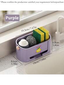 1pc Kitchen Sink Organizer Caddy, Multipurpose Cleaning Tools Storage Box For Sponge, Cloth, Steel Ball, Pot Brush, With Drainage Rack, Large Capacity Countertop Storage Rack, Creative Kitchen Storage Box