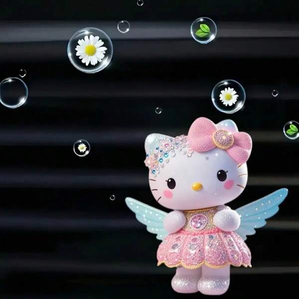 Sanrio 2D Flat, 1pc Acrylic For Hello Kitty Cat Pink Dress With Wings Car Air Conditioning Outlet Perfume, Acrylic Car Vent Decoration Clip, Car Freshener, Pretty Car Interior, Without Battery