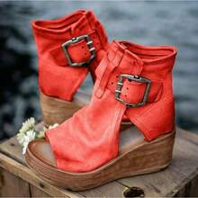 Roman Shoes For Women Summer High Heels Fashion Women's Shoes 2025 High-Top Wedge Sandals Thick-Soled Fish Mouth Sand - 紫色 - 查看 6