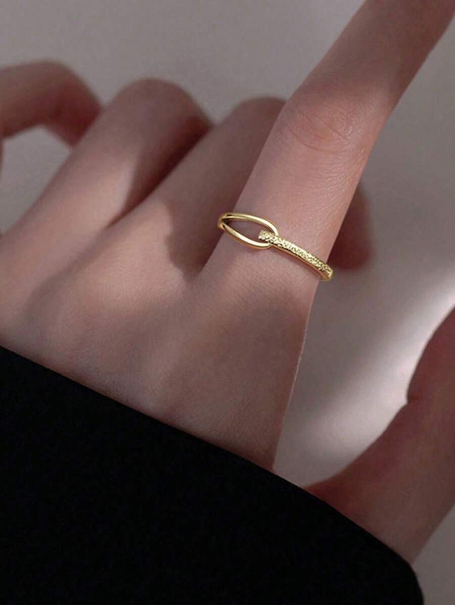 1pc Minimalist Luxury Unique Design Adjustable Glitter Curved Open Ring