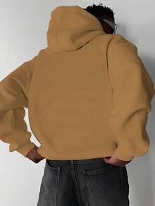 The Boston Men's Cotton Unisex Flannel Kangaroo Sweatshirt - 卡其色 - 查看 2