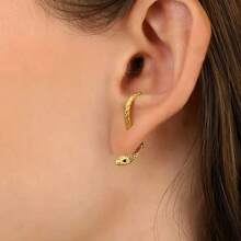 1 par de pendientes únicos diseñados con serpiente de cobre, con múltiples estilos de uso, pendientes de moda minimalistas para mujeres