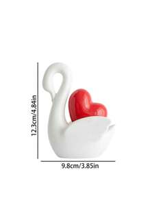 1pc Black & White Ceramic Swan Figurine, Creative Decor For Living Room, Study, Animal Succulent Planter