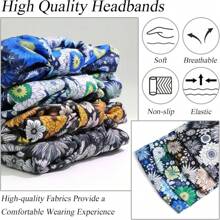 1 Stück Bohemian Stil Frauen Blumen-Muster verdrehtes elastisches Stirnband, breites dehnbares rutschfestes Haartuch für Damen Yoga Make-up Workout, für alle Jahreszeiten, Polyester Faser Turban Stirnband