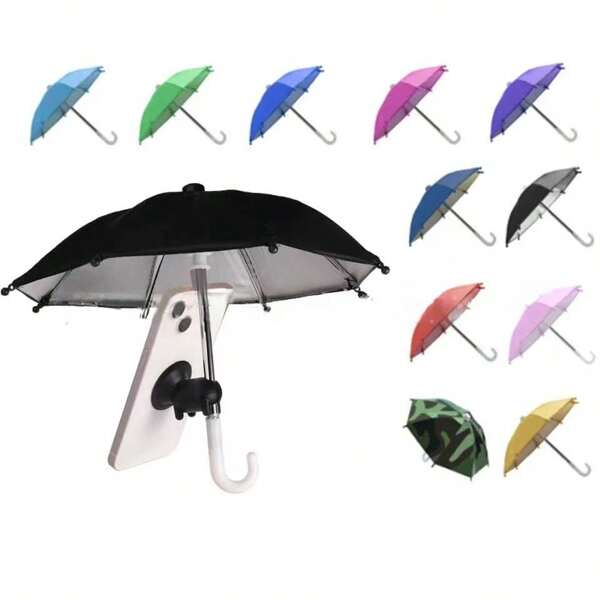 Support de téléphone universel réglable avec support de parapluie mini - Pare-soleil pour smartphone extérieur - Pare-soleil de téléphone portable, parapluie monté sur voiture - Facile à assortir, convient à une utilisation en vacances en plein air