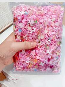 50g/Pack, 500-600pcs 3D Mixed Resin Nail Art Decorations - Hollow Pearl Heart, Gems, Gummy Bears, Stars, Love, Flowers, Acrylic Beads Nails - Watermelon Pink - View 8