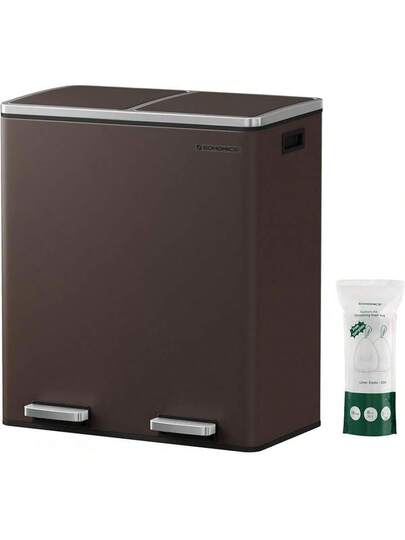 ゴミ箱 ダストボックス 2分別ペダル式 2x30L ステンレス 密閉 音無し ゴミ箱 ダストボックス 2分別ペダル式 2x30L ステンレス 密閉 音無し