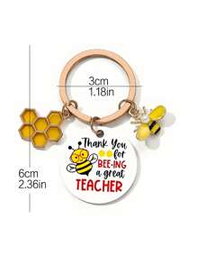 1 pieza Llavero de metal con grabado láser de panal y árbol de pino, regalo ideal para el Día del Maestro, regreso a clases, temporada de graduación, accesorios de coche, gótico lindo Y2k