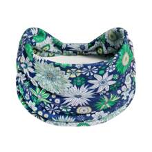 1 Stück Bohemian Stil Frauen Blumen-Muster verdrehtes elastisches Stirnband, breites dehnbares rutschfestes Haartuch für Damen Yoga Make-up Workout, für alle Jahreszeiten, Polyester Faser Turban Stirnband