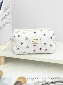 1 Black & White Color Matching Cosmetic Bag With Bow Pattern, Multifunctional Makeup Storage Bag Portable Makeup Brush Clutch With Zipper Closure For Lipstick, Brushes, Skincare, Storage Box, Jewelry Storage Box, Lip Gloss Storage Box - Multicolor - View 15