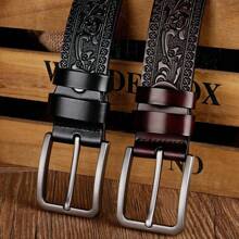 1pc Retro Buckle Leather Belt, Fashion Men Business Casual Jeans Trousers Belt, Suitable For Teens, Casual Outdoor, Athletic, Travel, Graduation Gifts, Birthday Accessories, Daily Wear
