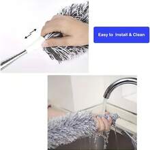 Microfiber Duster, Extendable Feather Duster (Stainless Steel) 33 To 98Inches, Reusable Bendable Dusters, Washable Dusters For Cleaning Ceiling Fan, High Ceiling, Blinds, Furniture, Cars - Grey - View 6