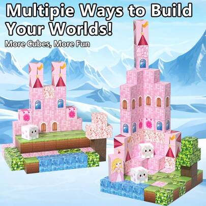 Juguetes educativos magnéticos STEM de bloques de construcción, Castillo rosa, Serie Navidad, Mundo subterráneo de sombras, Juego de combinación de múltiples escenas, Adecuado para regalos de cumpleaños, Halloween y Navidad para niños y niñas mayores de 3 años, Múltiples combinaciones crean un mundo para tu hijo, Los bloques de construcción ayudan a desarrollar la imaginación y ejercitar las habilidades manuales