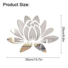 1 set, Autocollant mural de fleur de lotus en miroir acrylique 3D, auto-adhésif et amovible, convient pour la maison, le salon, la salle à manger, la chambre à coucher, le bureau, le couloir, le dosseret de salle de bain - sans électricité ni batterie nécessaire, traitement réflectif haute définition, facile à installer et à démonter, miroir mural de salle de bain, 34,8 x 24,9 cm, argent/or/noir - Multicolore - Voir 12