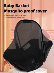 1pc Universal Baby Bassinet Mosquito Net, Breathable Mesh Canopy For Cradle, Stroller, Crib, Convenient Carry Bag, White, Spring/Summer