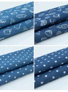 1 pièce Tissu en jean mince 100% coton imprimé de bandes dessinées, matériel de couture DIY, pré-coupé (19 po*58 po, 39 po*58 po), convient pour la couture et l'artisanat, les motifs incluent papillon, étoile, trèfle, petit point. Matériau en jean pré-lavé mince pour robes, jupes, shorts, chapeaux, sacs d'art, fonds de photographie, nappes, accessoires pour cheveux