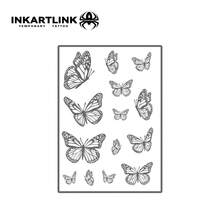 INKARTLINK 非永久性纹身技术，多种蝴蝶图案临时纹身贴纸，手部/锁骨半永久性防水纹身贴纸，适合女性，自然哑光效果，持续 1-2 周 - 黑色 - 查看 4