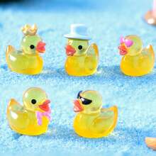 10/20/30/50/80Pcs Mini Resin Duck, Luminous Glow In The Dark Tiny Figures Duck Funny Miniature Resin Figurines Duck Small Cartoon Character Duck For Home Car Office Decor Teenager Party Favors(Random Color) - Multicolor - View 9