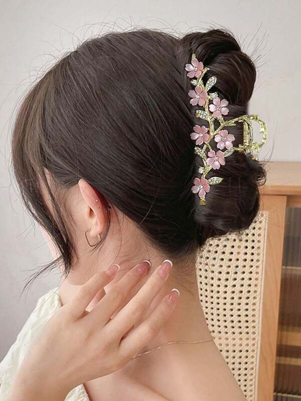 1 Pc Flower Design Elegant Oversized Hair Claw, Super Big Hair Claw Clip For Women With Thick Hair Hair Clips Hair Jaw Clip Hair Clamps Hair Clutch Hair Catcher Clip Fall Winter Hair Accessories For Women For Vacation Outfits Woman