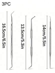 3PCS Stainless Steel Ingrown Toenail Tool Kit - Double Sided Pedicure Nail File, Lifter, Spoon, And Pusher For Cleaning And Removing Ingrown Toenails,Bag,Organizer,Storage