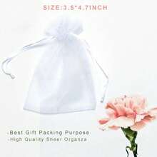 50/100pcs Organza Gift Bags, Wedding Gift Bags, Holiday Events And Party Gift Packaging Supplies, Home & Living, Wedding Party Supplies, Tabletop Gift Wrapping Bags - White - View 5