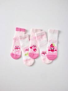Disney 5 pares de medias hasta el tobillo para niñas con 2 agujeros, con diseño de oso de fresa de , nuevo estilo de primavera y verano, color aleatorio, alta calidad.