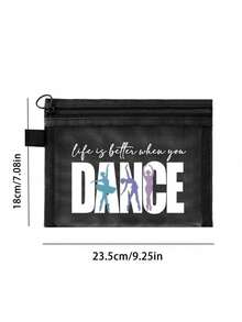 网眼化妆包，舞蹈主题图案，便携式抱枕收纳包，印有“Dance”字样和创意舞者图案，可用作化妆包、护肤包、旅行必备品、宿舍用品、送给女性、舞蹈爱好者、新娘、母亲节、生日、舞者、女孩、女士的收纳袋、送给朋友和舞蹈老师的礼物、浴室收纳、唇彩和化妆品整理袋。圣诞节礼物、复活节礼物。 - 彩色 - 查看 10