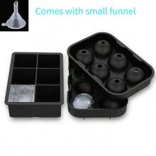 Large Ice Cube Molds, Big Round Whiskey Ice Cube Trays For Freezer, Easy To Fill & Release, Whiskey Bourbon Cocktail(1.6In*6 Balls- Black/2 Pack) - 黑色 - 查看 4