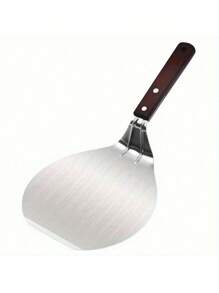 1pc Stainless Steel Pizza Peel With Wooden Handle - Large Durable Cake Lifter Spatula, Suitable For Baking And Kitchen Use