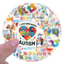 55 Piezas Pegatinas del Día Mundial del Autismo, Pegatinas de estado de ánimo, Pegatinas de aliento, Pegatinas de vinilo, Paquete de pegatinas estéticas para laptop, Pegatinas para monopatín, Pegatinas para botellas de agua, Pegatinas para cuadernos