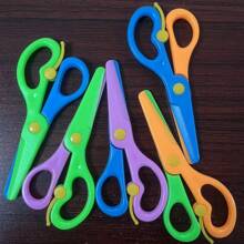 Plastic Safety Scissors, Craft Scissors For Student Handwork, Mini Plastic Scissors (Random Colors), Beginner Scissors, DIY Art Tools, Children Art And Craft Tools, Office Supplies, 1pc/2pcs/3pcs/6pcs,Back To School