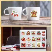 50PCS Strawberry Stickers Fruit Stickers Dessert Stickers Pretty Stickers Aesthetic Stickers Cute Stickers Strawberry Decor Strawberry Stuff For Journaling Computer Scrapbook Luggage Water Bottle Phone Laptop Notebook - Multicolor - View 8