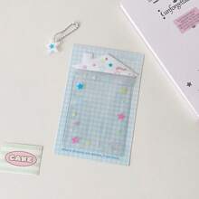 Portador de tarjeta de estudiante transparente con lazo y lindo lindo, estuche protector de tarjetas pequeño con abanico Celebrrity, regalos de vuelta a la escuela