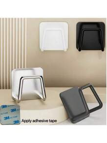 6pcs - Kitchen Stainless Steel Sponge Rack Non Perforated Sink Wall Mounted Steel Wire Ball Drain Rack Cloth Storage Hook Storage Rack