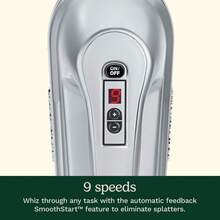 -90BCS Power Advantage Plus - Mezclador de mano de 9 velocidades con funda de almacenamiento, cromo cepillado