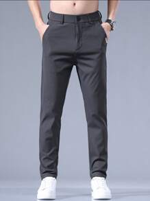 Men's Letter Embroidered Pocket Straight Leg Casual Pants