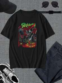 Camiseta gráfica Spawn - Camiseta retro de superhéroe con licencia oficial para hombre y mujer - Estilo cómic de los 90 - Perfecta para regalos de Comic Con y uso informal - Negro - Ver 1