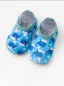 1Pair 0-3years Baby Kids Anti-Slip Socks Floor Foot Socks For Boys And Girls Animal Print Cartoon Barefoot Aqua Socks Non-Slip Shoes