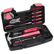 39-Piece All Purpose Household Pink Tool Kit For Girls, Ladies And Women - Includes All Essential Tools For Home, Garage, Office And College Dormitory Use