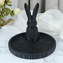 1 pièce Porte-bijoux lapin agenouillé à la lune d'esthétique orientale, nouveau style chinois, support d'affichage. Contient des bagues sur le plateau de la lune, permet d'accrocher des colliers sur les oreilles du lapin. Cadeau idéal pour la Saint-Valentin, la Fête de la mi-automne pour les femmes. Organisateur de stockage, accessoires de voyage, retour à l'école, stockage pour dortoir