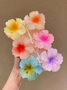 6pcs Colorful Flower Decor Hair Clips, Stylish & Sweet For Teens And Young Adults - Multicolor - View 4